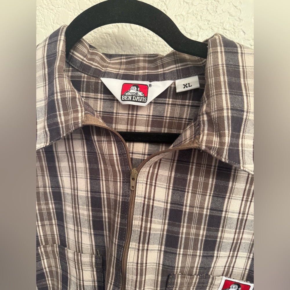 Work Wear & Utility Shirt Ben Davis Shirt Sleeve Plaid 1/2 Zipper closure. - Picture 8 of 17